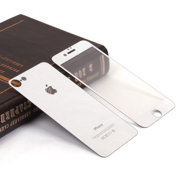 Комплект цветных защитных стекол iPhone 7/8/SE2 (серебро)