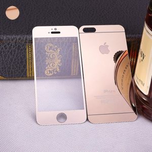 Комплект зеркальных защитных стекол iPhone 5/5s/SE (розовое золото)